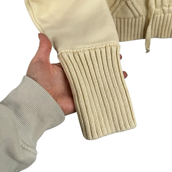 ANTHROPOLOGIE Pilcro Cable Laced Twofer Sweater Creme Size Large Neutral Lace up - Picture 5 of 14